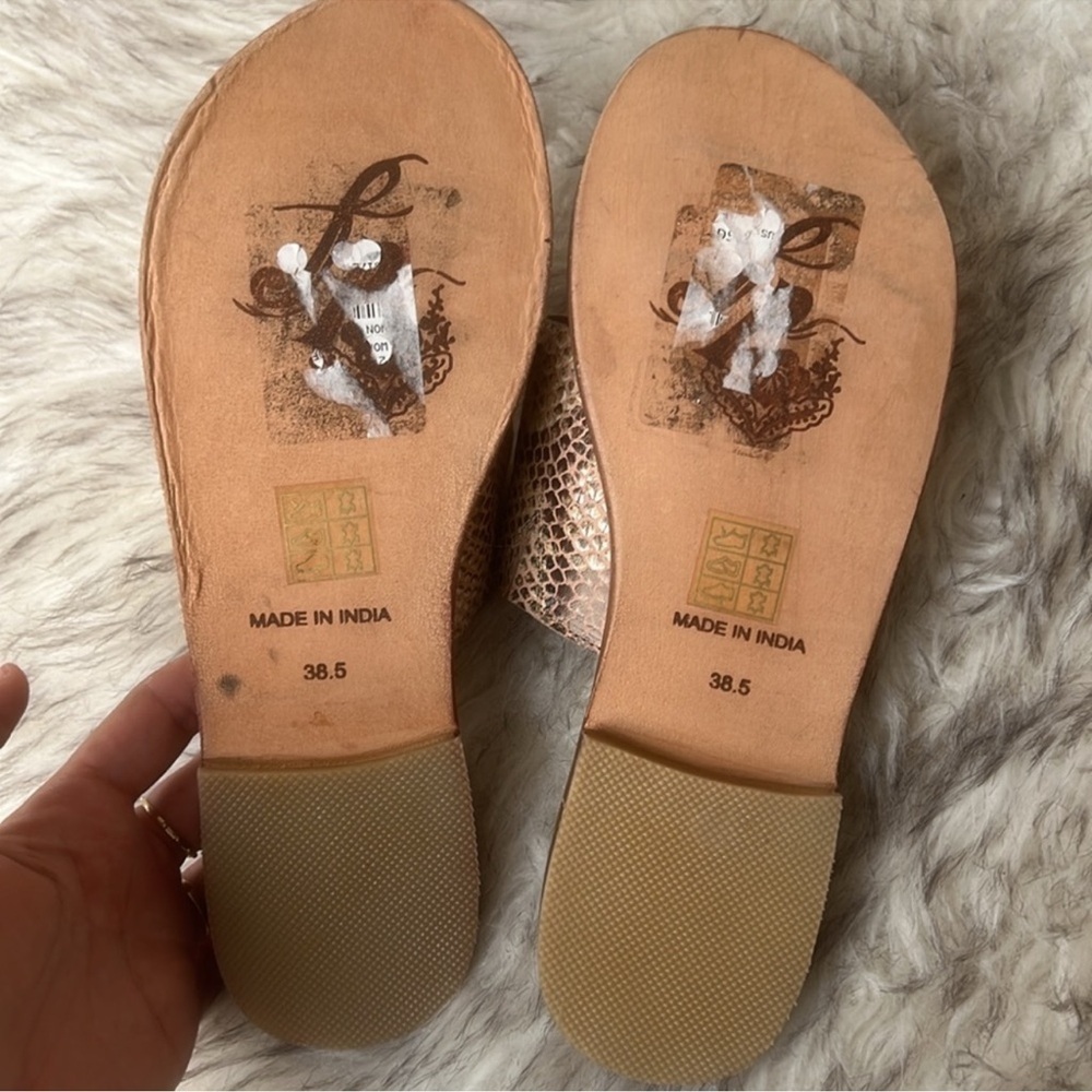 Free People Saturaday Snake Strappy Leather Flat Sandals - Picture 7 of 9